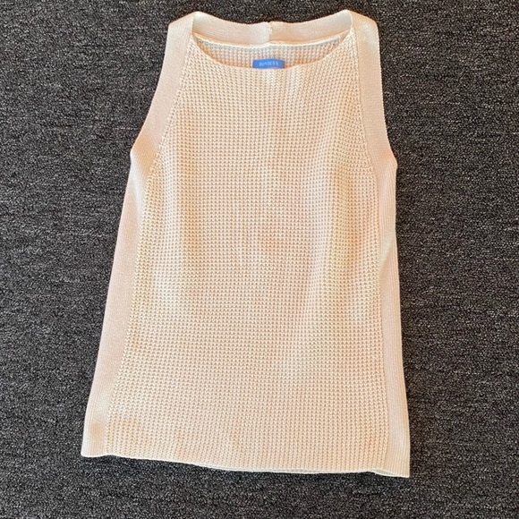 Burgess Sweaters - Burgess Women’s Sleeveless Cream Vest - Cotton Cashmere Blend Size Medium